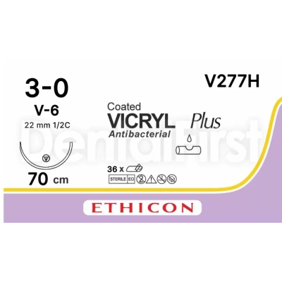 V277H ВИКРИЛ 3, 70см,фиол. кол-реж., 22мм, 1/2 (36шт/уп)/П