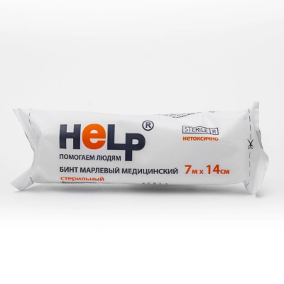Бинт марлев. стер. 7мх14см 36гр HELP (Эверс) (ТК-200шт)