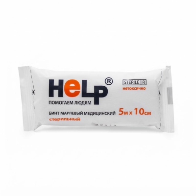 Бинт марлев. стер. 5мх10см 36гр HELP (Эверс) (ТК-200шт)