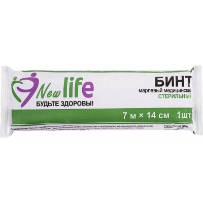 Бинт марлев. н/ст. 7мх14см 36гр (НьюЛайф) (ТК-300шт)