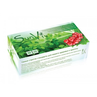 Перчатки SunViv смотр. винил 400А бесцв. неопудр.GV (S) 50шт. в упаковке
