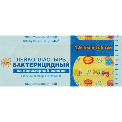 Лейкопластырь LEIKO(ЛЕЙКО) бакт. на полим. осн.,гипо. 1,9см*5,5см(телесный с рисунком)
