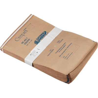 Пакет д/стерил.бум. 350 х 450 крафт самокл. 100шт/уп. ВИНАР