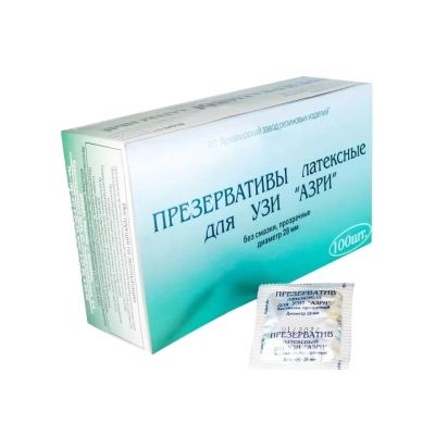 Презерватив для УЗИ без смазки прозрачный 28мм АЗРИ №1 (100шт/уп) (ТК-30уп)