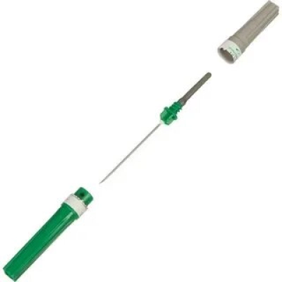 Игла двусторонняя с адаптером  21G (0,8х38мм), зеленая VacuLab