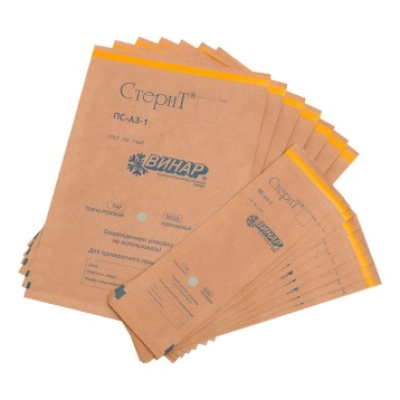 Пакет д/стерил.бум. 90 х 230 крафт самокл. (100 шт/упак) ВИНАР