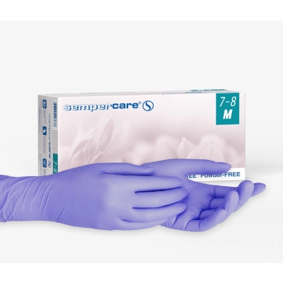 Перчатки смотровые нитриловые Sempercare синие LN303 (S) (100пар/уп)