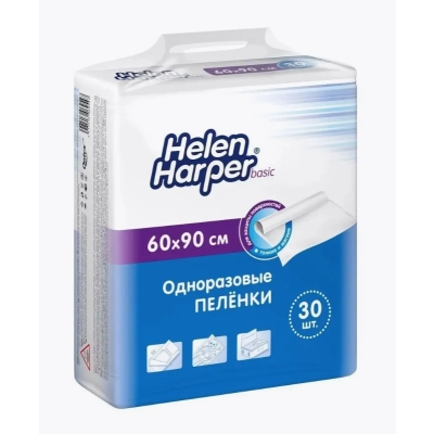 Пеленки мед. впитывающие Helen Harper Basic 60х90 (30шт/уп) (ТК-6уп)