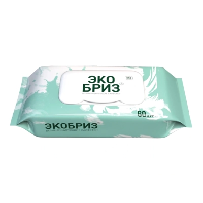 ЧЗ/ Дезинфицирующие салфетки Экобриз (60шт/уп) (мягкая пачка) (ТК-25уп)