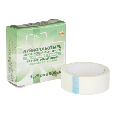Лейкопластырь LEIKO(ЛЕЙКО) фикс. на нетк.основе, хлоп., 1,25смх500см/ШТ