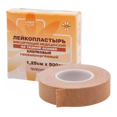 Лейкопластырь LEIKO(ЛЕЙКО) фикс. на тканной основе, хлоп., 1,25смх500см (36шт/уп)