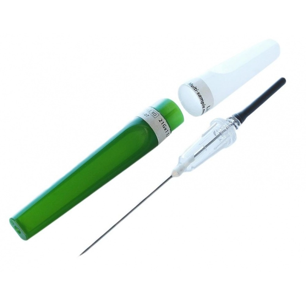 Игла двусторонняя Lind-Vac 21G 0.8x38 мм зеленая (100 шт/уп) (ТК-40уп)
