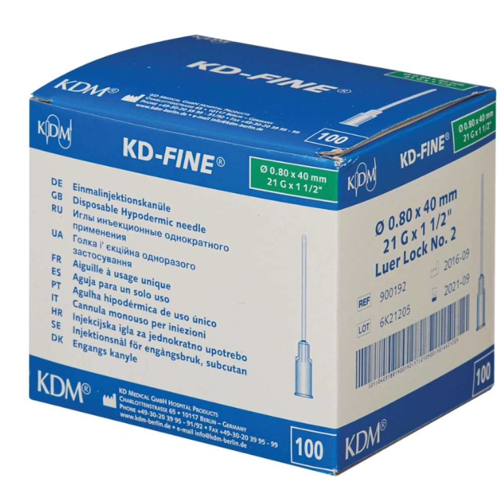 Игла инъекционная KD-Fine 21G (0.8х40 мм) (100 шт/уп)