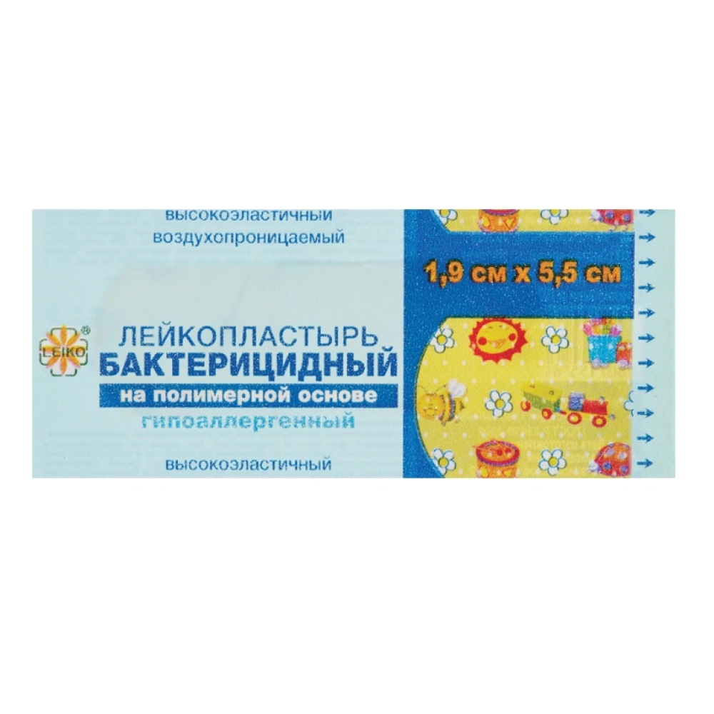 Лейкопластырь LEIKO(ЛЕЙКО) бакт. на полим. основе, 1,9смх5,5см (телесный с рисунком) (1000шт/уп) Лейкопластырь LEIKO(ЛЕЙКО) бакт. на полим. основе, 1,9смх5,5см (телесный с рисунком) (1000шт/уп)