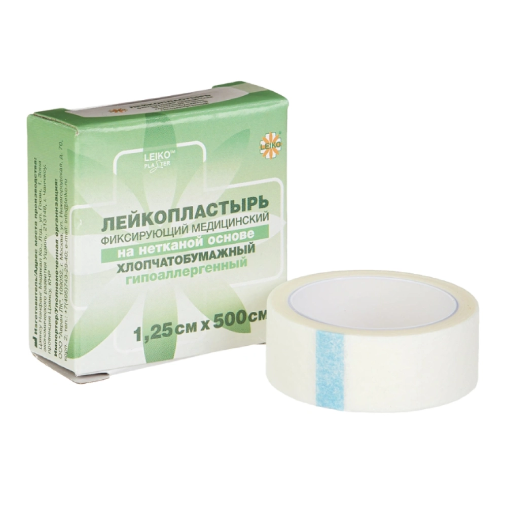 Лейкопластырь LEIKO(ЛЕЙКО) фикс. на нетк.основе, хлоп., 1,25смх500см/ШТ