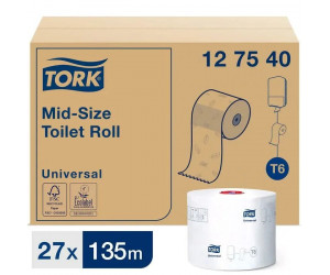 Бумага туалетная д/дисп Tork Mid-size Т6 Universal 1сл бел135м ,,27рул 127540