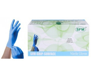 Перчатки нитриловые н/с н/о текс. голубые SFM (24 см) S (100пар)