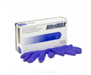 Перчатки нитриловые смотровые NitriMax Голубые р.L 50пар/уп)