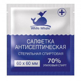 Салфетка для инъекций этил. спирт 60х60мм, стерил. White Whale (100шт/уп) - ( тк - 28 уп )