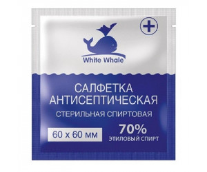 Салфетки для инъекций этиловый спирт 60x60 мм White Whale (100 штук в упак.)