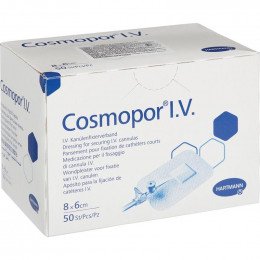 COSMOPOR I.V. - Самокл. повязки для фиксации катетеров: 8 х 6 см; (50 шт/уп)