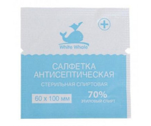 Салфетка для инъекций этил. спирт 60х100мм, стерил. White Whale 400шт/уп.